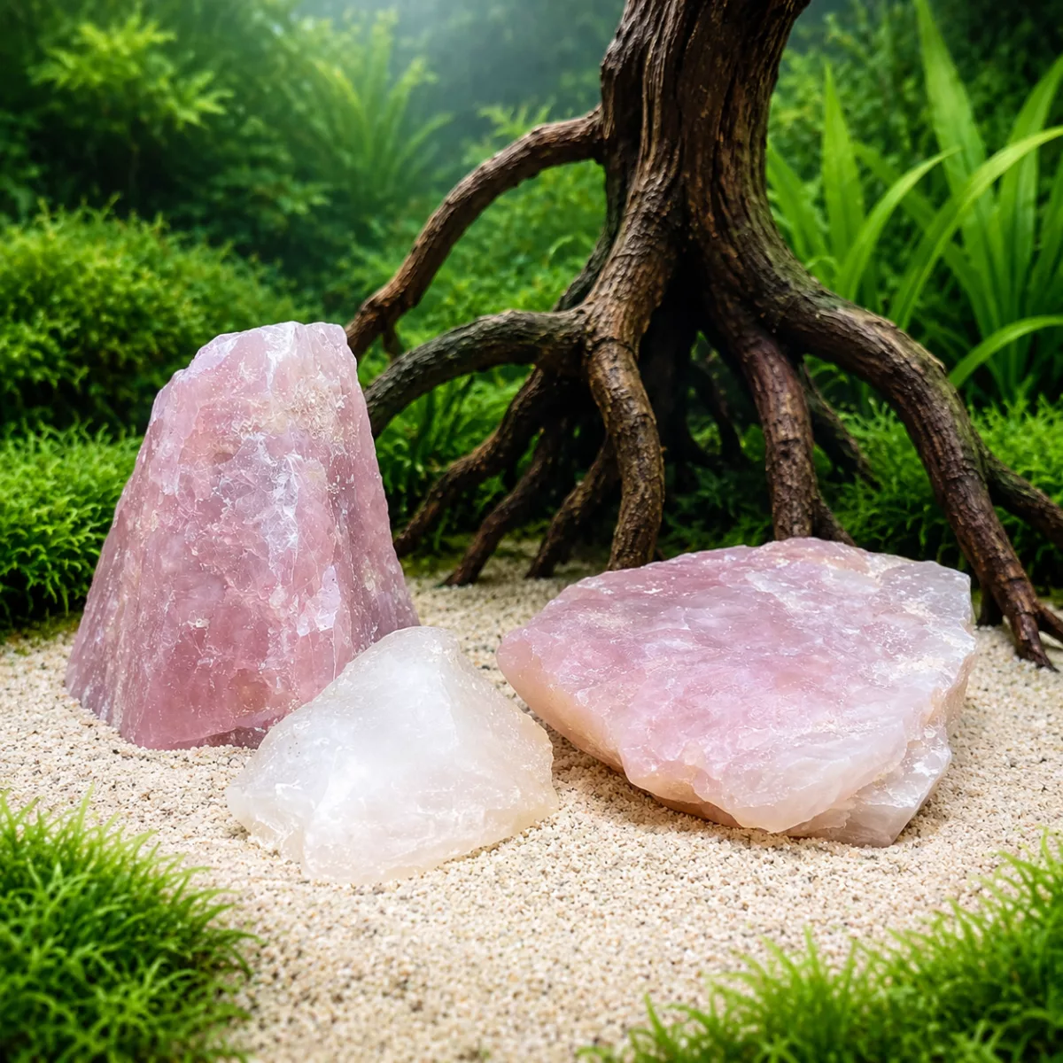 Quartz rose naturel pour aquarium